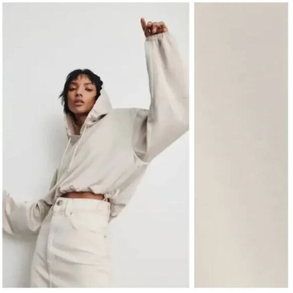 Zara Cropped Drawstring Hoodie Size M - Picture 2 of 11